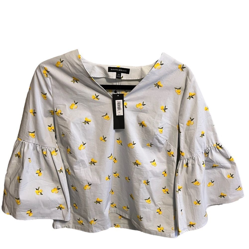 NEW Banana Republic Bell Sleeve Lemon Shirt Size XS With Tags